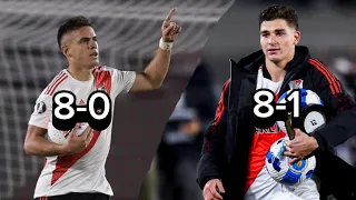 Las máximas goleadas de river en cada año 2023-2020.