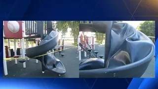 Playground slide explodes, burns boy, 9