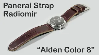 Panerai Radiomir Strap "Alden Color 8" Thick Durable Burgundy Leather shown on PAM00183 Black Seal