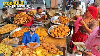 Dharm Maharaj ka Bhairant BIKANERI Nashta 😍 Jumbo Parathe, RAJWADI Kachori | Street Food India New