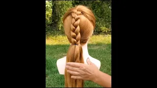 1 Minute Cute Ponytail and Braid Hairstyle for girls - Medium and long hair. #shorts #simple #easy