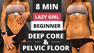 8 Min Do this Lazy Girl BEGINNER Pelvic floor & DEEP CORE Workout 3x a week for FLAT TUMMY