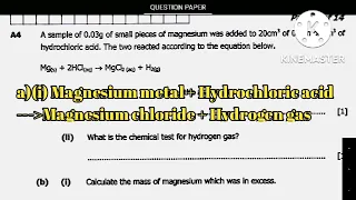 2020 Chemistry paper 2(limiting and excess reagents) ECZ past papers questions and answers