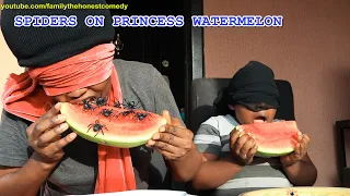 SPIDERS ON PRINCESS WATERMELON (Family The Honest Comedy) FUNNY HALLOWEEN PRANK