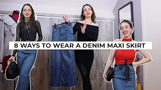 ARE DENIM MAXI SKIRTS WORTH IT? | 8 denim maxi skirt outfit ideas