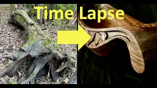 Hand Carved Walnut Wooden Bowl Time Lapse ASMR