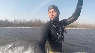 Безбашенные подвохи!Нижняя Волга подводная охота 2018.Холодная весна апрель.