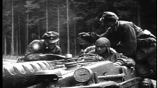 Kaiserbaracke Crossroads, Tiger 222. Battle of the Bulge HD Stock Footage