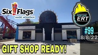 SIX FLAGS MAGIC MOUNTAIN WONDER WOMAN CONSTRUCTION UPDATE #99 8/8/22 [GIFT SHOP & AREA ALMOST DONE]