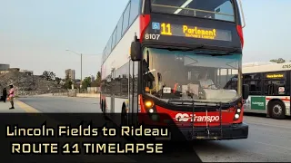 Ottawa OC Transpo route 11 Lincoln Fields to Rideau timelapse