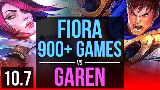 FIORA vs GAREN (TOP) | 1.9M mastery points, 900+ games, Triple Kill | KR Master | v10.7