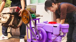 💡The genius girl reborn the old diesel engine perfectly in 3 days!