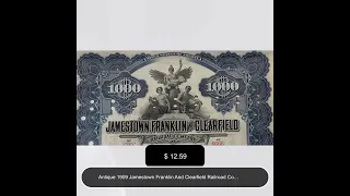 Antique 1909 Jamestown Franklin And Clearfield Railroad Company Gold Bond Certificate