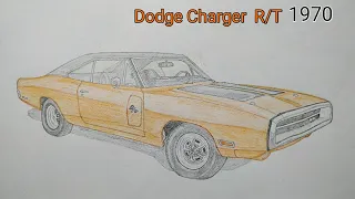 How To Draw Dodge Charger R/T 1970 | Step By Step | Car Drawing | |Dodge Charger R/T Drawing 🚗