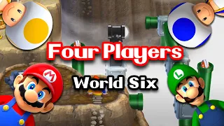 New Super Mario Bros. Wii – 4 players Walkthrough Co-Op (100%) World 6