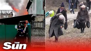 Ukrainian civilians flee as Russian shelling intensifies in Ukrainian city of Irpin