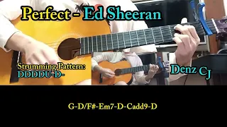 Perfect - Ed Sheeran - Easy And Learn Guitar Chords Tutorial With Lyrics @Denzcj19993