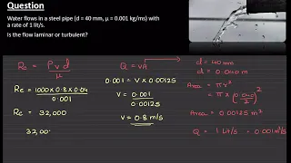 Reynolds Number Example Problem - Fluid Mechanics