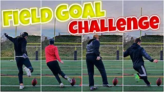 WHO CAN KICK THE FARTHEST?!? FIELD GOAL CHALLENGE!