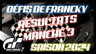 GRAN TURISMO 7 - DEFIS DE FRANCKY 2024 - RESULTATS MANCHE 3/9