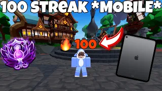 I Got A 100 Winstreak On MOBILE! - Roblox Bedwars