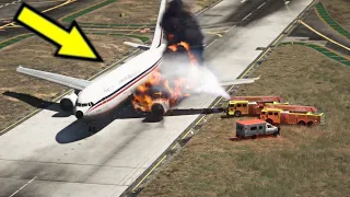 GTA 5 Emergency Landing at the Airport (Airplane Engine Failure) Plane Crash Movie | reupload