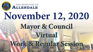 November 12, 2020 Mayor & Council Work & Regular Session