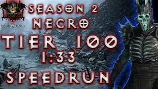 S2 NECRO [1:33] T100 Speedrun Nightmare Dungeons | Diablo 4 Season 2 Necromancer Build Tier 100 NMD