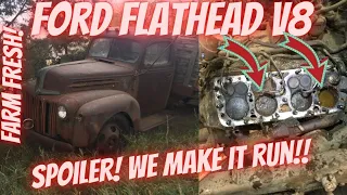 Farm Auction 1944 Ford Flathead V8 truck! Abandoned for 47 years! Will it run?!? Stuck rusty engine!