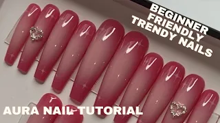 Aura Nails Tutorial | Easy Trendy Airbrush Press On Nails | Beginner Friendly | VDay Nails |