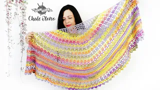 CHALE demi lune "otoño" au crochet parfait pour l'automne