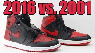 2016 vs. 2001 Air jordan 1 Bred Comparison