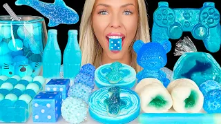 ASMR MUKBANG | Blue Food Eating, Blue Shark, Sour Candy, Raspberry Jello, Edible Dice 먹방