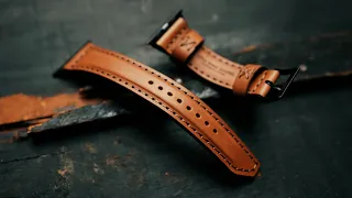 MAKING A PADDED LEATHER APPLE WATCH STRAP - ASMR