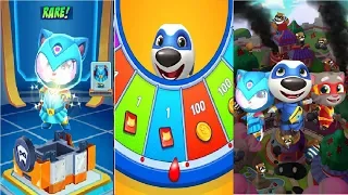 Talking Tom Hero Dash: OPENING BOXES, SAVE Buildings and SPIN The Wheel