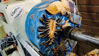Woodturning a Bowl, Pinecones with Epoxy Resin