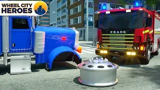 Dump Truck Tire Assembled by Fire Truck Frank Wheel City Heroes Street Vehicles Cartoon