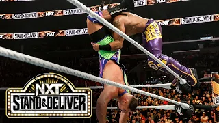 Breakker hits an incredible top rope hurricanrana on Hayes: NXT Stand & Deliver 2023 Highlights