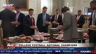 FAST FOOD FEAST: Burgers, pizza, salads, OH MY! Pres. Trump Hosts Clemson Tigers at White House