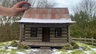 Build an ULTRA-REALISTIC Old Winter Log Cabin DIORAMA with Snow - Miniature Model Scenery