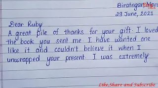 Thank you letter for the gift | Thank you letter | Handwriting | English writing | Eng Teach