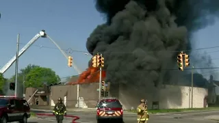 Old warehouse goes up in flames