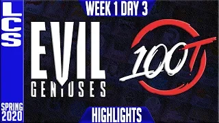 EG vs 100 Highlights | LCS Spring 2020 W1D3 | Evil Geniuses vs 100 Thieves