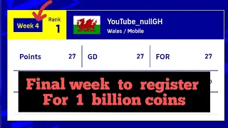 FINAL WEEK international cup || 1 Billion Coins if you Register region Now! Representative eFootball