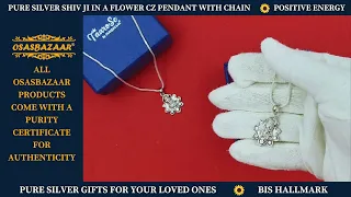 Pure Silver Lord Shiva In A Flower Pendant With Chain | 925 Silver Jewellery - TaaroSe by Osasbazaar