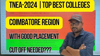 TNEA-2024 | Top best colleges in coimbatore zone| Good placement 👌 | Avg cut off??