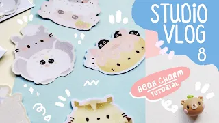 Studio Vlog 8: Totoro Glitter Stickers, Mini Bear Clay Charm Tutorial, I made a notepad!
