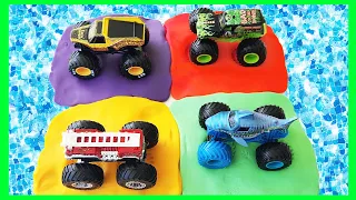 Monster Truck Hot Wheels on Playdough - guess the car!