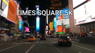 New York City 5K - Night Drive - Times Square - Driving Downtown