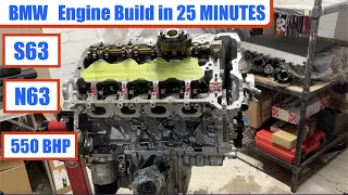 BMW S63 / N63 Engine build in 25 MINUTES - X5M M5 REBUILD